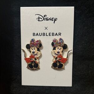 Disney X BAUBLEBAR Minnie Mouse Confetti Bow Earrings, Never Worn